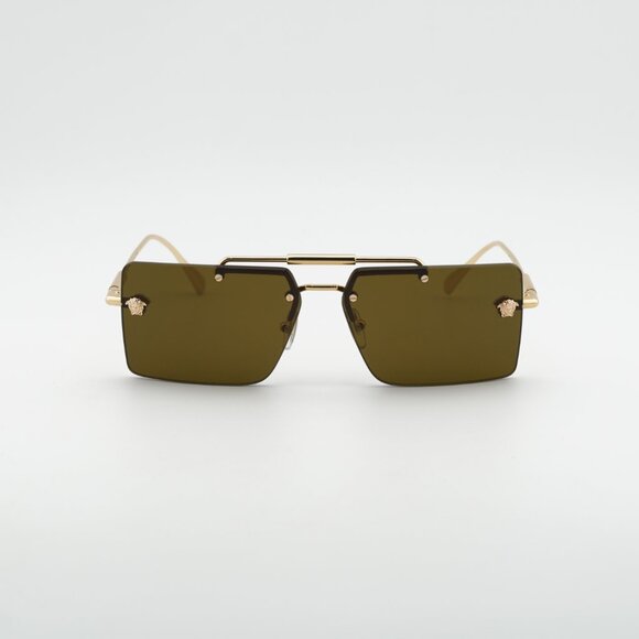 Versace VE2245 100273 Sunglasses Gold Rectangle Frame, Brown Gradient Lenses main image 4
